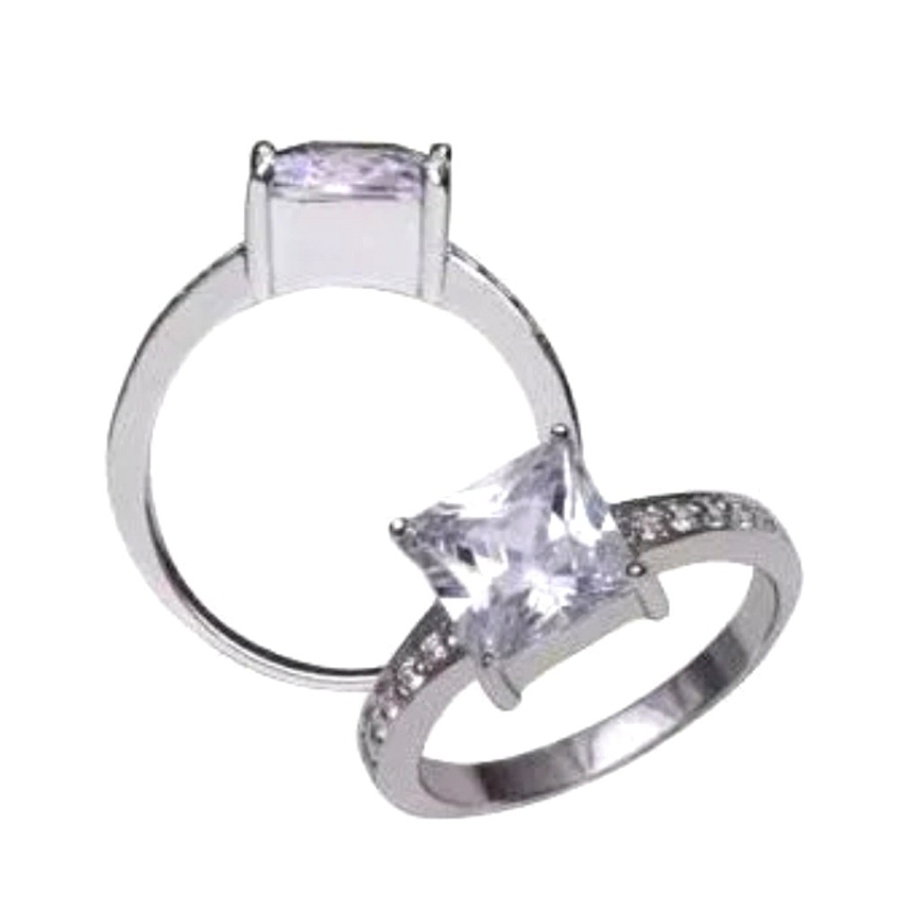 NEW 925 Sterling Silver Clear CZ Solitaire Ring 8 Ladies Womens Engagement